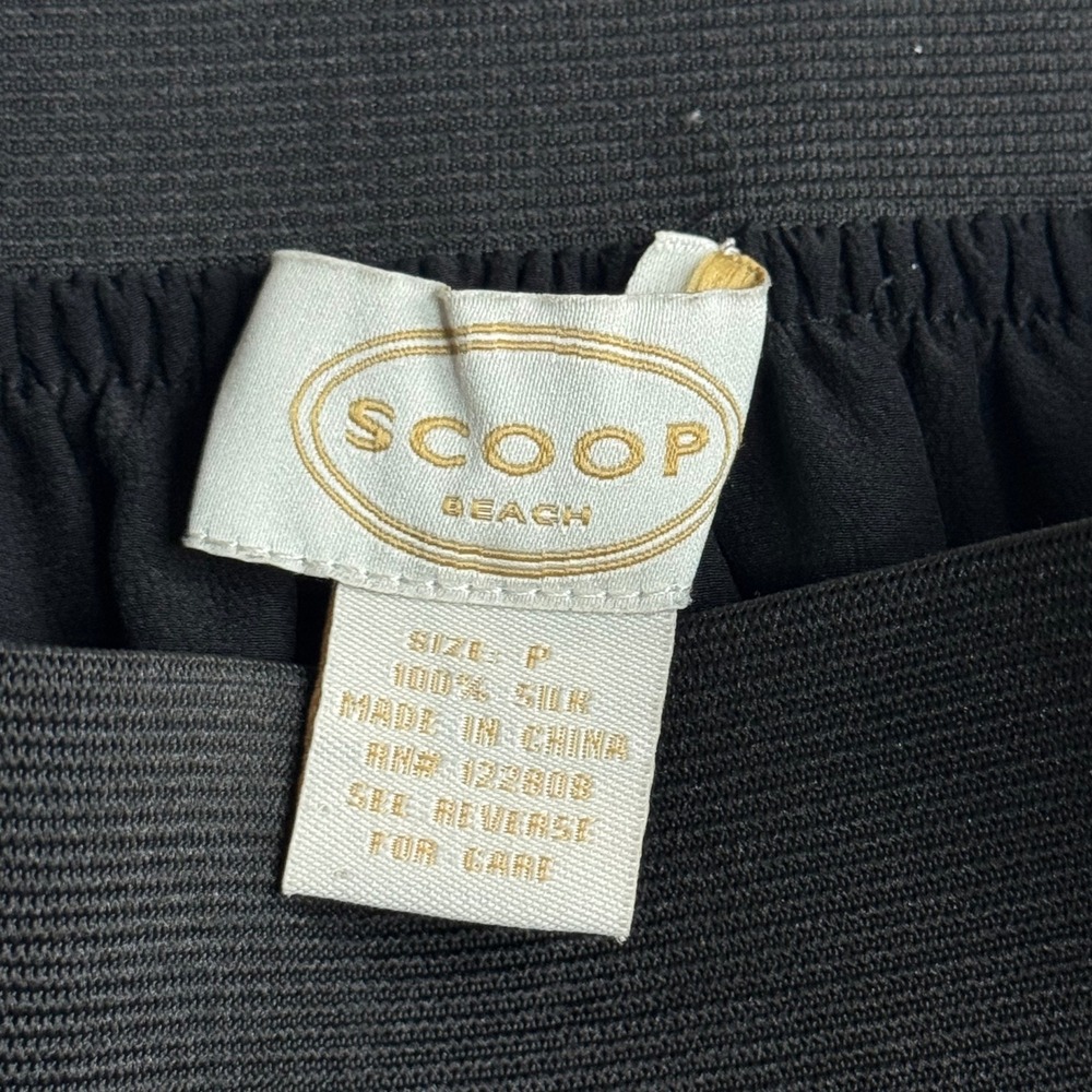 Vintage Scoop‎ Beach Black 100% Silk Mini Skirt Elastic Waist Pockets Size P - Picture 4 of 6